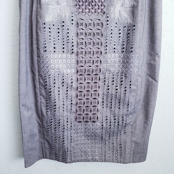 Anthropologie Bryan Lars Gray Eyelet Embroidered Dress - Picture 2 of 8